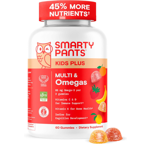 <b>SmartyPants</b> <b>스마티팬츠</b> 키즈 멀티 <b>비타민</b> &amp; 오메가3 젤리, 60구미 (1개월)