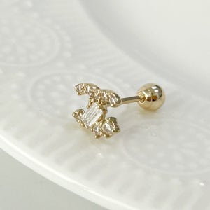 골드 14K 금 큐빅 피어싱 이너컨츠 귓볼 귓바퀴 14K MO 019