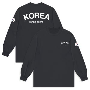 남성 여성 해병대 MARINE ROKMC 코튼 라운드 긴팔 티셔츠 빅사이즈 S-12XL