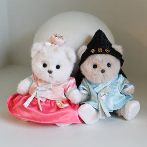 테디테일즈 한복 에디션 커플 세트 S 곰 돌이 애착 인형