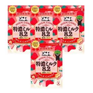 일본 UHA미각당 농후 밀크 8.2 딸기맛 우유 캔디 75g 4봉 생크림 사탕 일본간식