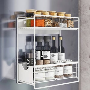 슬라이딩 냉장고 틈새 자석 선반 주방정리 2단 수납함