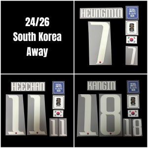 대한민국 24/26 어웨이 월드컵 예선 자컷 네임셋 마킹 패치 / 손흥민 김민재 이강인 황희찬 한국