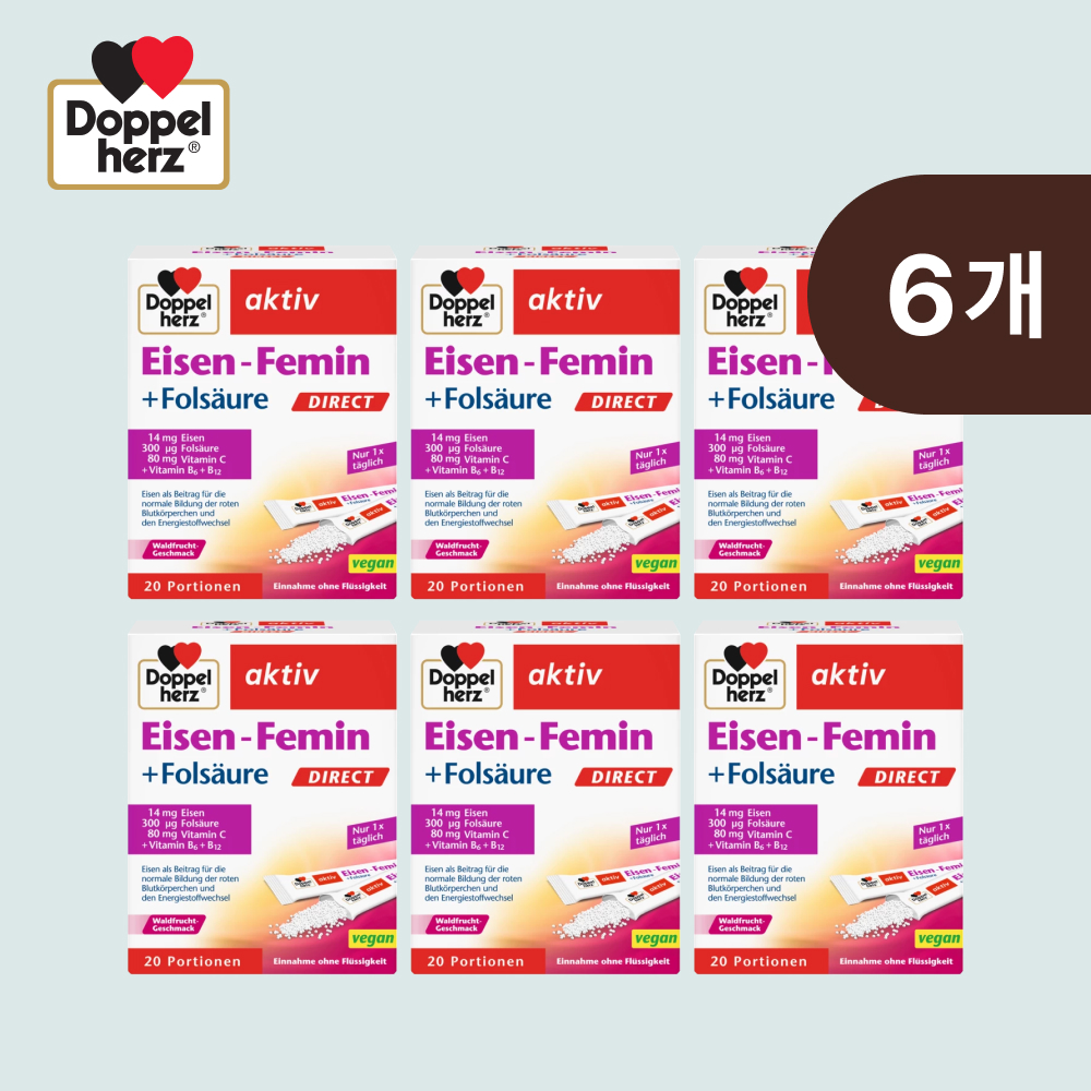 도펠헤르츠 여성 철분 엽산 비타민 아이젠 페민 20포 X 6 Box Doppelherz