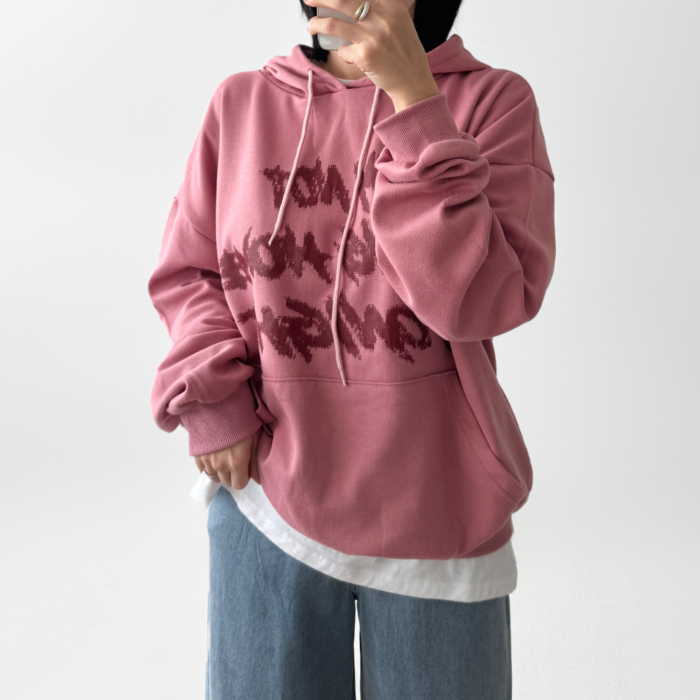 핑크후드티 여자후드티 스웻셔츠