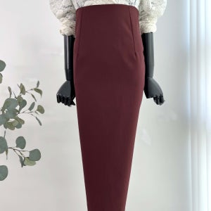 4COLOR H라인 미디 슬림핏 뒷트임 정장스커트 25FW
