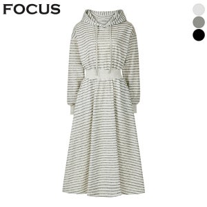[포커스] 웨이스트 밴딩 스트라이프 후드 원피스_VF5F1OP3111