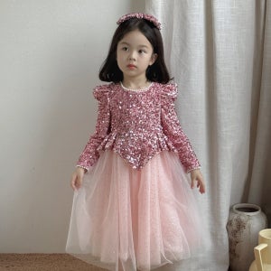 피치공주 스팽글 핑크 공주원피스 드레스 여아 유아 생일파티 파티복 생일선물 화동 연주회