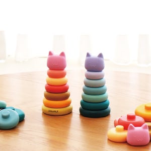 에그차일드 고양이 스태킹퍼즐 플래티넘실리콘 쌓기놀이 구강기