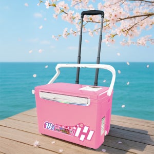 해동 캐리쿨러 캐리어 아이스박스 25년 신형 18리터 핑크 화이트