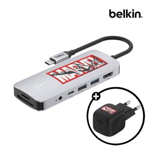 벨킨 마블 스파이더맨 7in1 USB C타입 멀티 허브 AVC009qcMV 아이패드 맥북 에어 M5 프로 윈도우 노트북 호환