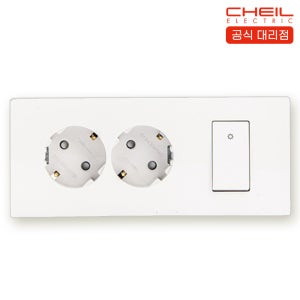 제일 디노 스위치 부착 콘센트 일체형 가로 2구 스위치부