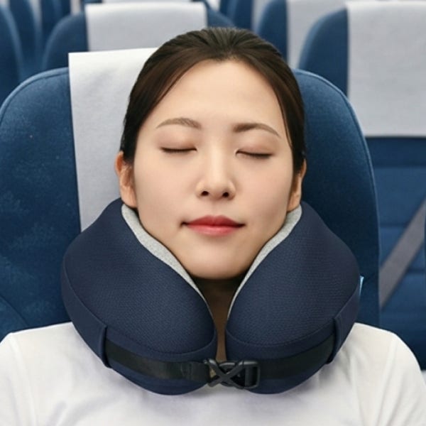 바디럽 무중력 목베개+전용 파우치 고밀도 메모리폼 넥필로우 사무실 운전 비행기 기내용