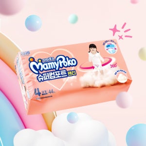 마미포코 슈퍼컴포트팬티 기저귀 여아용4단계 132매 1박스(3팩)