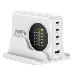 240W 5포트 PD USB C타입 접지 멀티 초고속 충전기 LED 표시