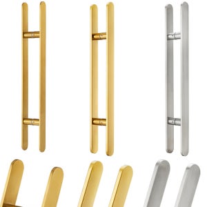 강화도어손잡이 스텐 340x600 정면40x10 H자 유리문 손잡이