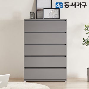 동서가구 팬타 속 깊은 모듈 와이드 서랍장 800, 5단, 그레이