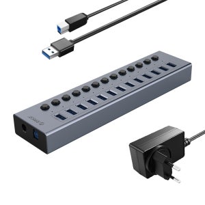 오리코 유전원 USB3.0 허브 13포트 12V아답터 알루미늄 5Gbps 개별스위치 BT2U3-13AB