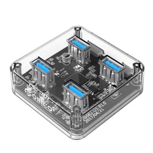 오리코 무전원 USB3.0 허브 4포트 투명 케이블포함 (30cm) MH4U-U3-03