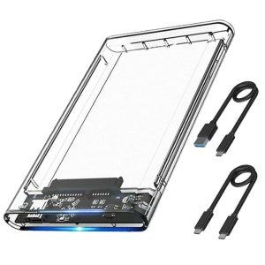 오리코 외장하드케이스 HDD/SSD 2.5인치 SATA C타입 USB3.1 Gen2 10Gbps LED전원 투명케이스 2139C3-G2