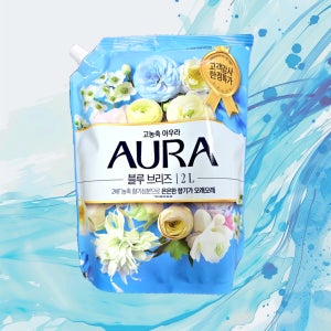 AURA 아우라 고농축 섬유유연제 일반드럼겸용 블루 브리즈, 2L, 1개