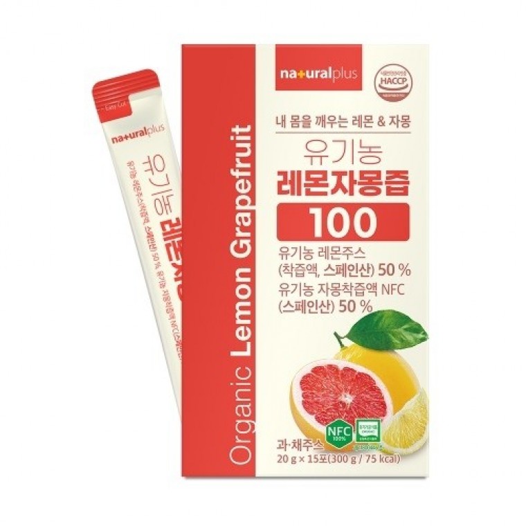 <b>내츄럴플러스</b> 유기농 레몬자몽즙100 20g x 15포