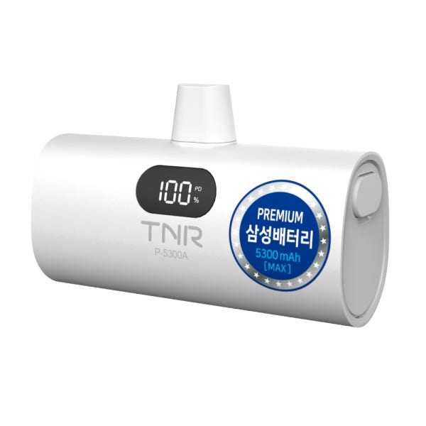티앤알 도킹형 보조배터리 삼성배터리셀 국산 고속충전 22.5W 5000mAh P-5300A, 화이트 C타입
