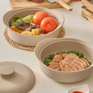 실리프랑 실리콘찜기 2단 전자레인지 야채 만두 찜기 무연마제 모카베이지 +계량스푼