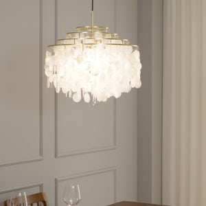 고급 천연자개 베르판 펀 3등 펜던트조명 식탁등 인테리어 카페 식탁조명