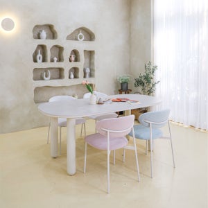 코모도홈 루멘 포세린 세라믹 4인용 6인용 타원형 다이닝 테이블 세트 1600 1800