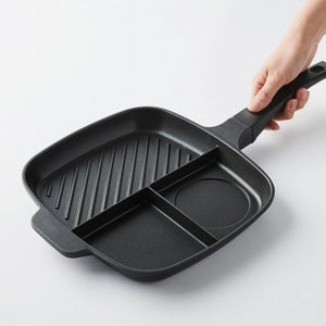 락앤락 IH 사각 3구 나눔팬 24cm 인덕션 세 가지 요리를 동시 조리 가능 프라이팬