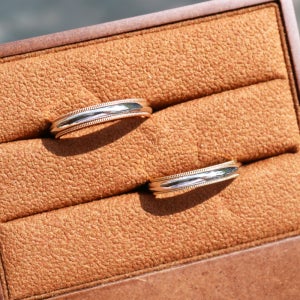 18K & 플래티넘 3.5mm 콤비 밀그레인 반지