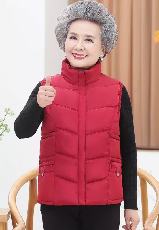 빨강 보라 어머니 패딩 조끼 엄마 할머니 경량 겉옷 상의