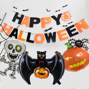 파티아일랜드 [이벤트] 호일 풍선 3종 + 할로윈 펠트 가랜드 세트 박쥐 거미 카페 행사