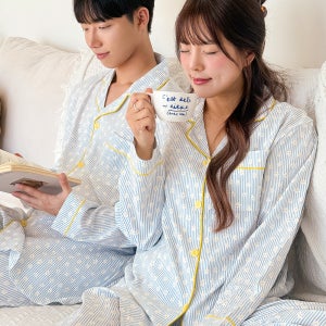 가을신상✨[라메이드] 라리리 긴팔 러브콕 블루미 상하세트 파자마 (3828)