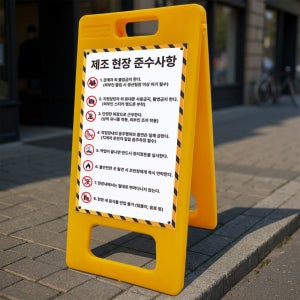 제조현장 준수사항 안전수칙 안내 알림 A형 거치대 포맥스 입간판 표지판 중 단면