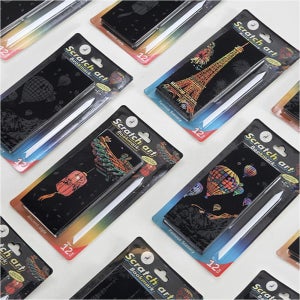 미니 스크래치페이퍼 컬러링 아트북 펜 세트 성인취미 어린이집 유치원 만들기