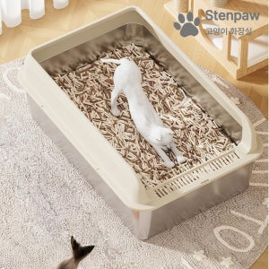스텐포 고양이 스텐화장실 항균 오픈형 고양이 배변통 변기 특대형