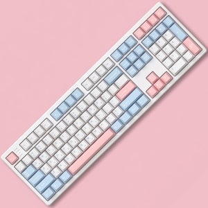 사무실용 저소음 기계식 풀배열 조용한 사무실 108키 사무용 무소음 적축 키보드 핑크