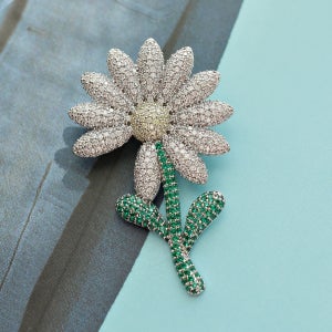 데이지 브로치 펜던트 겸용 지르코니아 파베 셋팅 하이퀄리티 브롯찌 선물용