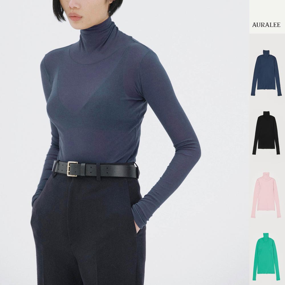 [AURALEE] 25AW 오라리 여성 하이게이지 쉬어 립 터틀넥 SUPER HIGH GAUGE SHEER RIB TURTLE NECK L/S TEE