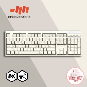 그루브스톤 GV10M 8K 수제윤활 104키 게이밍 유무선 기계식 키보드 애플라떼, 저소음코랄축, 45g