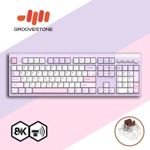 [크리스탈조명 포함] 그루브스톤 GV10M 8K 수제윤활 104키 게이밍 유무선 기계식 키보드 퍼플러, 저소음갈축, 38g