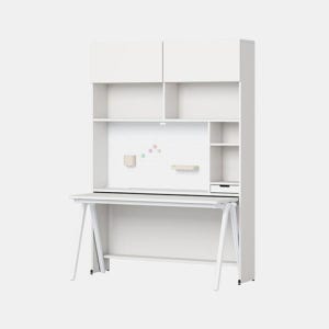 일룸 로이모노 다리형 책상세트(D600, 상부도어포함) 1400폭, 6단, 웜화이트+웜화이트(WWWW)