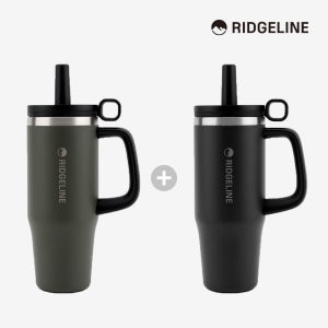 1+1 릿지라인 대용량 빨대 텀블러 스텐 보온 보냉 손잡이 텀블러