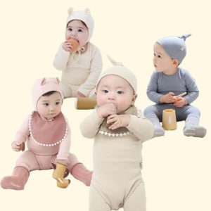 메르베 올스판 바디수트 & 레깅스 세트 신생아 50일 돌 아기옷 가을 겨울 출산선물