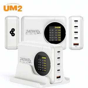 UM2 GAN2 240W PD3.1 초고속 멀티 충전기 접지형 5포트 고속충전 LCD
