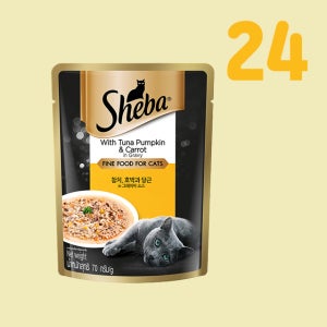 쉬바 파우치 고양이 습식 참치호박과 당근 그레이비, 70g, 24개