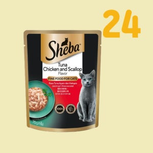 쉬바 파우치 고양이 습식 참치와 닭고기, 70g, 24개