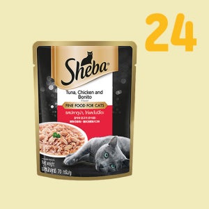쉬바 파우치 고양이 습식 참치와 닭고기, 70g, 24개